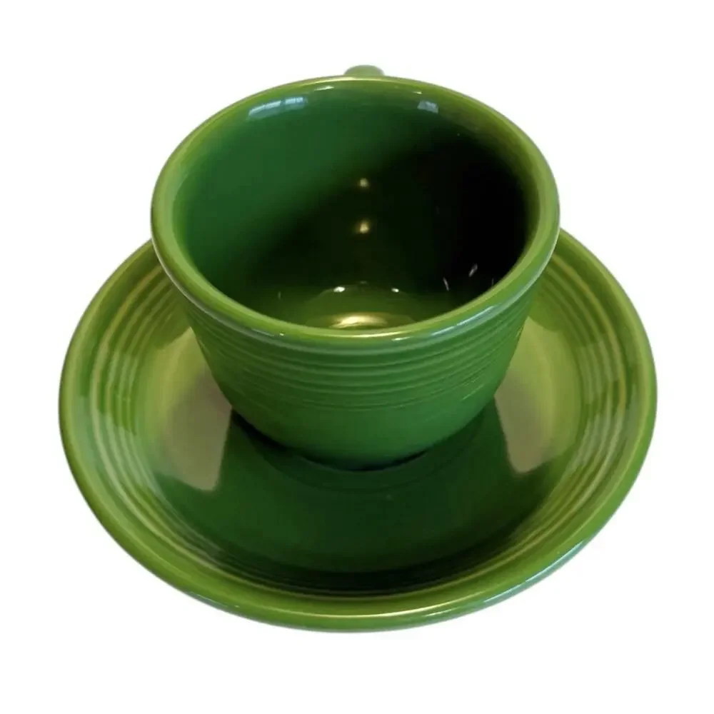 Vtg Fiestaware Fiesta HLC USA Shamrock Green Tea/Coffee Cup & Saucer Set